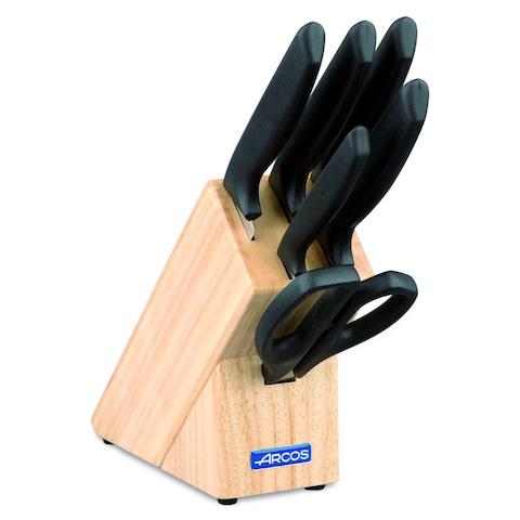 Serie Niza - Set Di Coltelli 6 Pezzi (5 Coltelli + 1 Forbici) - Lama Acciaio Inossidabile Nitrum - Manico Polipropilene - Legno Di Caucciù - Foto 1