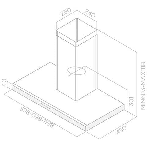 Cappa Moon IX / A / 90 a Parete da 89.8 cm Filtrante Colore Acciaio Inox - Foto 2