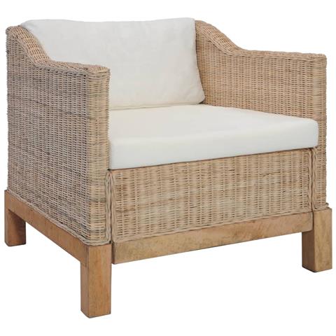 Poltrona con Cuscini in Rattan Naturale - Foto 1