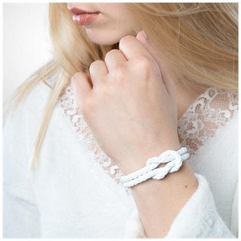 Bracciale da Donna in Pelle Premium "Knot" 16cm Bianco - Foto 5
