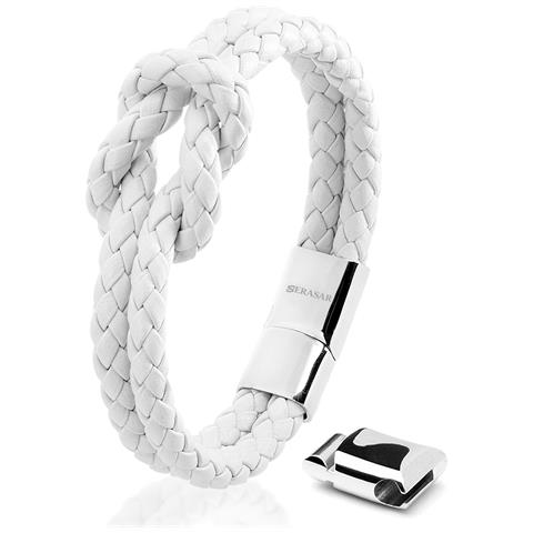 Bracciale da Donna in Pelle Premium "Knot" 16cm Bianco - Foto 1