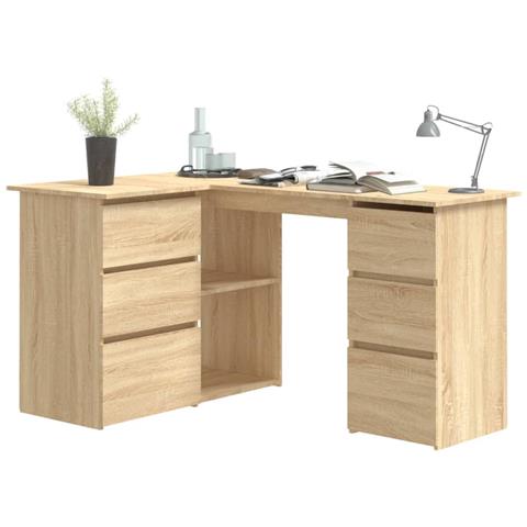 Scrivania Angolo Rovere Sonoma 145x100x76 cm Legno Multistrato - Foto 2