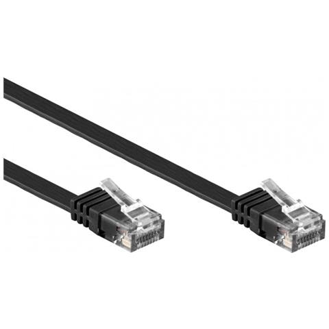 Cavo di Rete Patch Piatto Maschio / Maschio 2 m Colore Nero - Foto 2