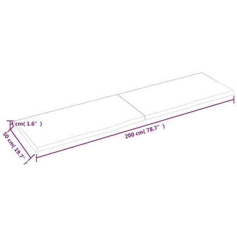 Ripiano Marrone Scuro 200x50x (2-4) cm Massello Rovere Trattato - Foto 2
