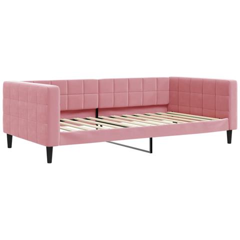 Divano Letto Estraibile Con Cassetti Rosa 100x200 Cm Velluto - Foto 2