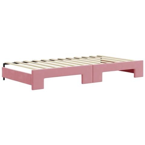 Divano Letto Estraibile Con Cassetti Rosa 100x200 Cm Velluto - Foto 9