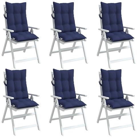 Cuscini Sedia Con Schienale Alto 6 Pz Blu Marino Tessuto Oxford - Foto 3