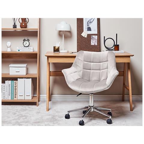 Sedia Da Scrivania Labelle Velluto Grigio - Foto 1