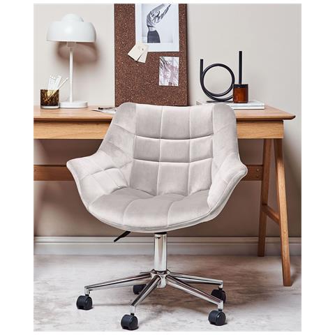 Sedia Da Scrivania Labelle Velluto Grigio - Foto 8