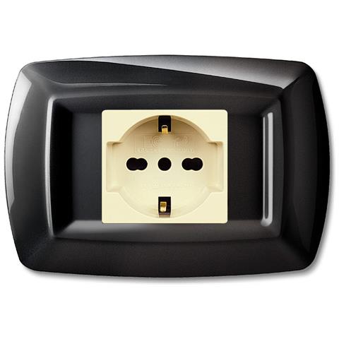 Tondo Placca Magic Plast 1p Schuko Nero - Foto 1