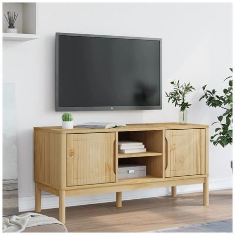 Mobile Tv Floro Marrone Cera 114x43x55 Cm In Legno Di Pino - Foto 3