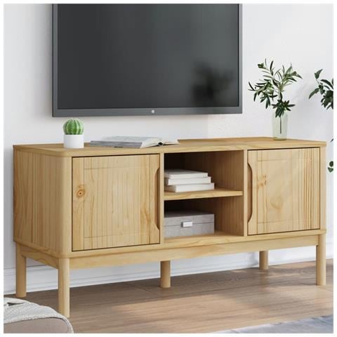 Mobile Tv Floro Marrone Cera 114x43x55 Cm In Legno Di Pino - Foto 1