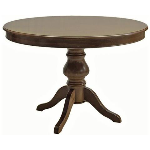Tavolo Rotondo Classico Allungabile Legno Tinta Noce 100x100x80 - Foto 1