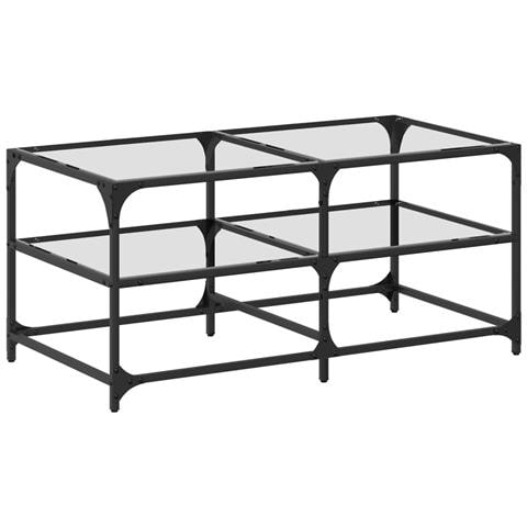 Tavolini Con Piano Vetro Trasparente 2 Pz 98,5x50x45 Cm Acciaio - Foto 2