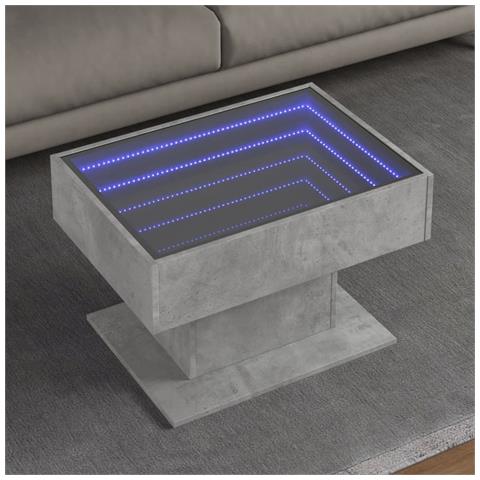 Tavolino Salotto Con Led Grigio Cemento 70x50x45 Cm Multistrato - Foto 1