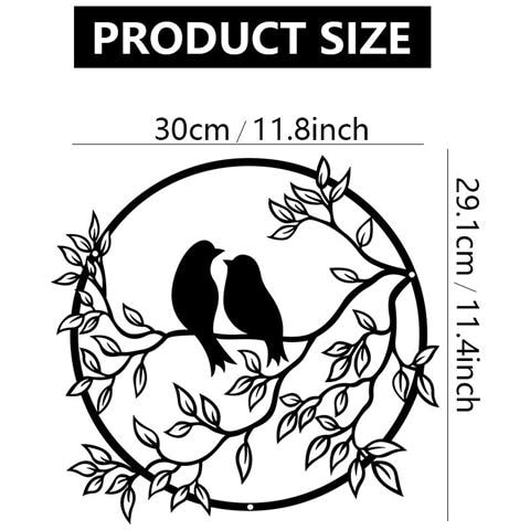 Decorazione Da Parete In Metallo - Silhouette Di Uccelli Innamorati Black Modello 1 - Foto 2