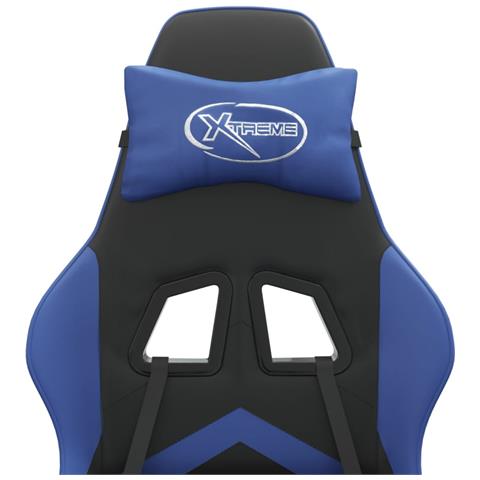Sedia da Gaming Girevole Nero e Blu in Similpelle - Foto 10