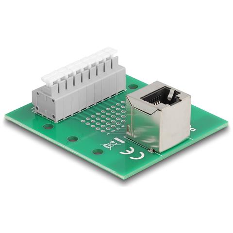 RJ45 femmina per morsettiera con pulsante per guida DIN angolata - Foto 1