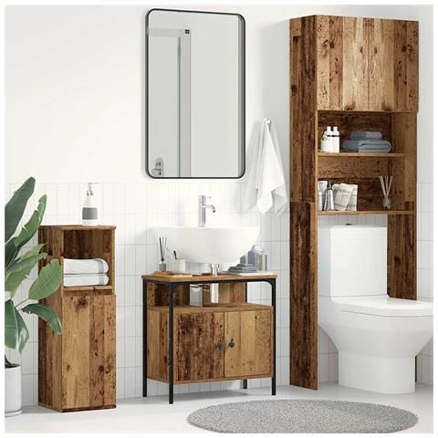 Mobile Lavabo Bagno Legno Antico 60x30x60 cm Legno Multistrato - Foto 1