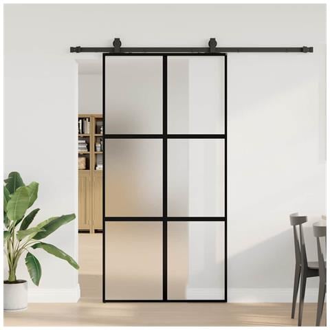 Porta Scorrevole Ferramenta Nera 102,5x205 cm Vetro Temperato - Foto 1