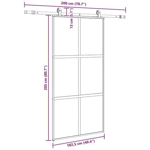 Porta Scorrevole Ferramenta Nera 102,5x205 cm Vetro Temperato - Foto 8