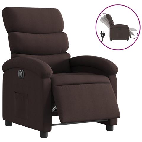 Poltrona Elettrica Reclinabile Marrone Scuro In Tessuto - Foto 2