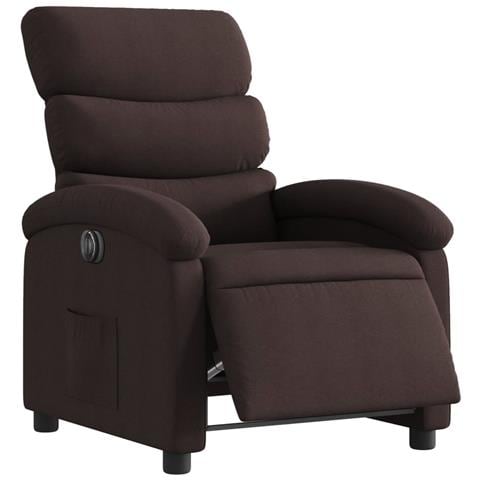 Poltrona Elettrica Reclinabile Marrone Scuro In Tessuto - Foto 3