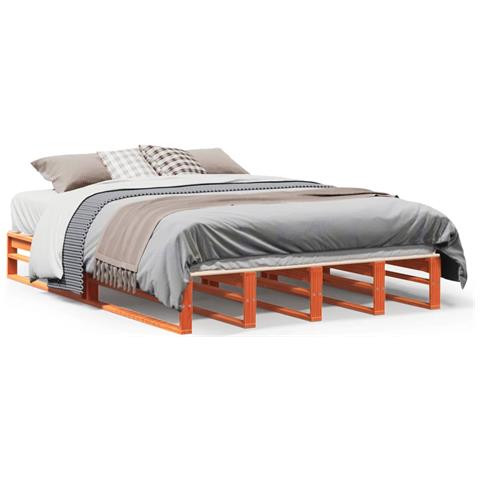 Letto Senza Materasso Marrone Cera 150x200 Cm In Legno Di Pino - Foto 2