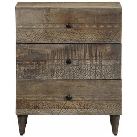 Comodino Grigio Chiaro 50x33x60 Cm In Legno Massello Di Mango - Foto 2