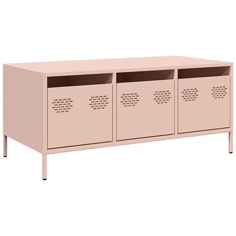 Tavolino Rosa 101,5x50x43,5 Cm In Acciaio Laminato A Freddo - Foto 2