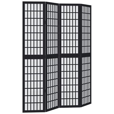 Divisorio Ambienti 4 Pannelli Nero Legno Massello Di Paulownia - Foto 2