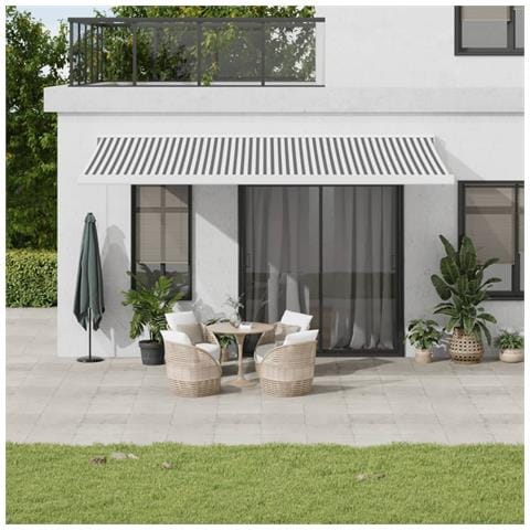 Tenda Retrattile Antracite E Bianca 5x3 M Tessuto E Alluminio - Foto 1