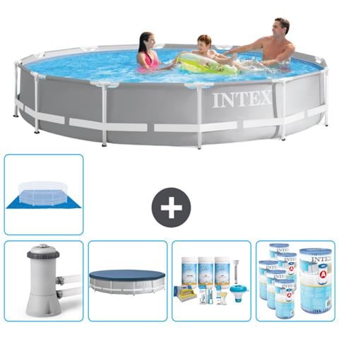 Piscina Fuori Terra - In Giro - 366x366x76 Cm - Grigio - Include Accessori Coordinati Cb15 - Foto 1