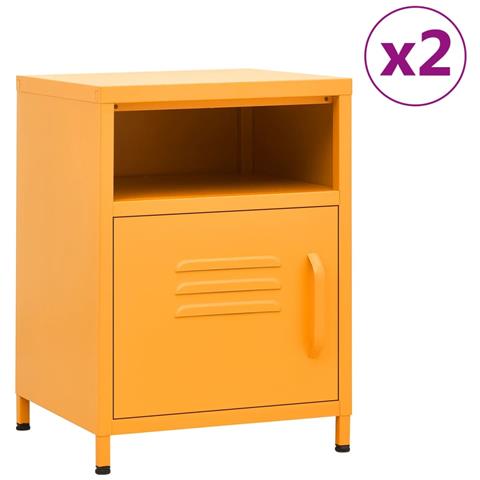 Lusso Casadino -  Comodini 2 Pz Giallo Senape 35x35x51 Cm In Acciaio - Foto 2