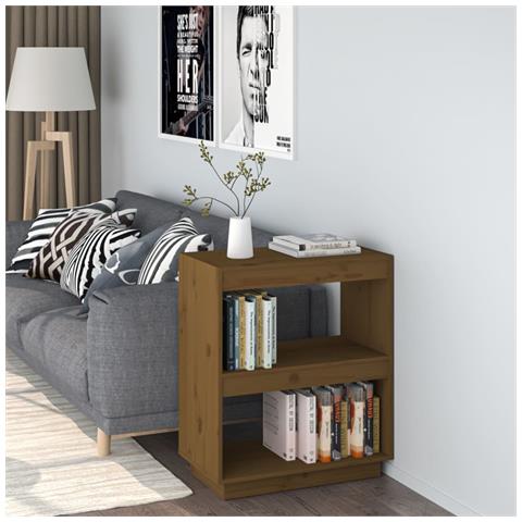 Lusso Casadino - Libreria Marrone Ambra 60x35x71 Cm In Legno Massello Di Pino - Foto 8