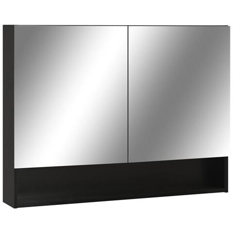 Lusso Casadino - Armadietto A Specchio Con Led Nero 80x15x60 Cm In Mdf - Foto 1