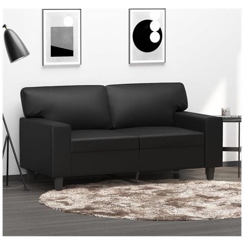 Lusso Casadino -  Divano A 2 Posti Nero 120 Cm In Similpelle - Foto 8