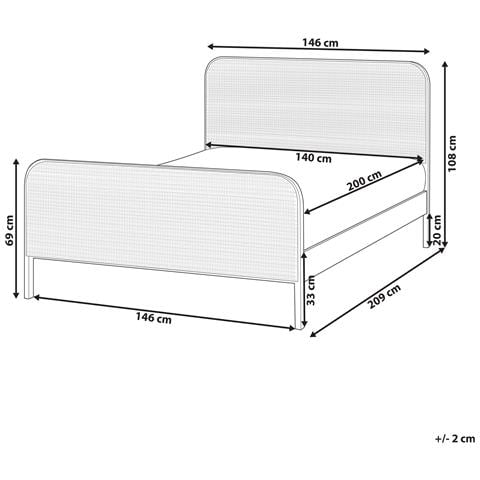 Letto Legno Di Pino Gonfaron 140 X 200 Cm Marrone Chiaro - Foto 8