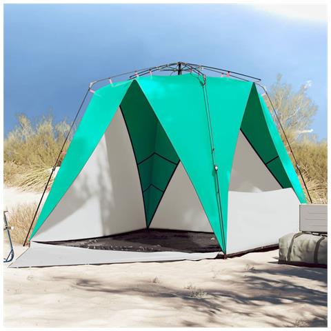Tenda da Spiaggia 4 Persone Verde Rilascio Rapido Impermeabile - Foto 1