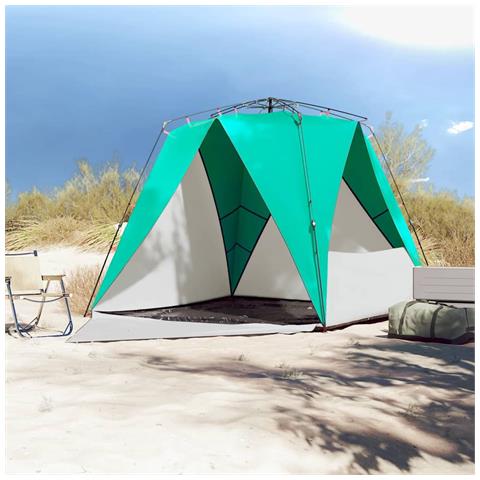 Tenda da Spiaggia 4 Persone Verde Rilascio Rapido Impermeabile - Foto 2