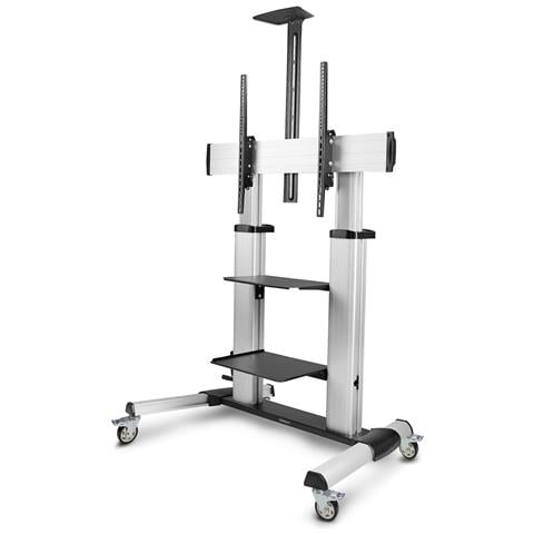 Carrello /supporto TV mobile su ruote per schermi piatti da 60-100" e fino a 100 kg, regolazione dell'altezza tramite manovella, montaggio su carrello mobile /portatile - Foto 1