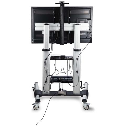 Carrello /supporto TV mobile su ruote per schermi piatti da 60-100" e fino a 100 kg, regolazione dell'altezza tramite manovella, montaggio su carrello mobile /portatile - Foto 2