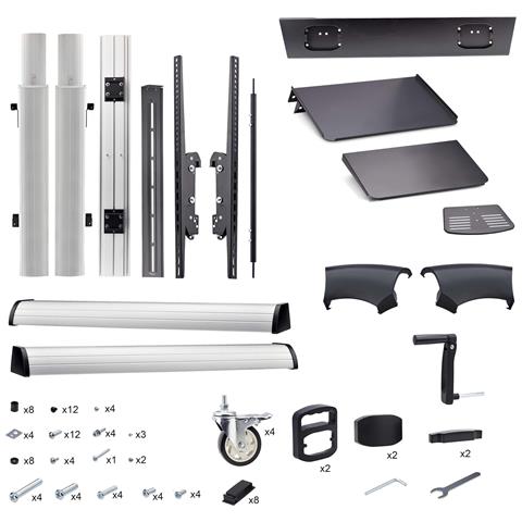 Carrello /supporto TV mobile su ruote per schermi piatti da 60-100" e fino a 100 kg, regolazione dell'altezza tramite manovella, montaggio su carrello mobile /portatile - Foto 14