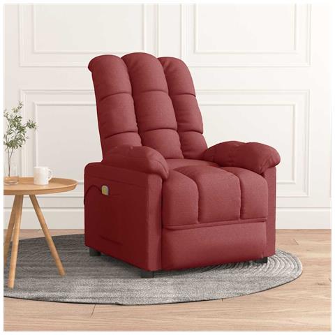 Poltrona Massaggiante Elettrica Rosso Vino in Tessuto - Foto 2