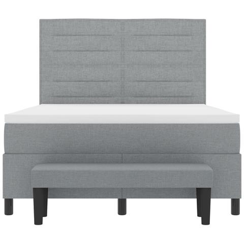 Letto con Rete a Molla e Materasso Grigio Chiaro 140x200 cm Tessuto - Foto 9