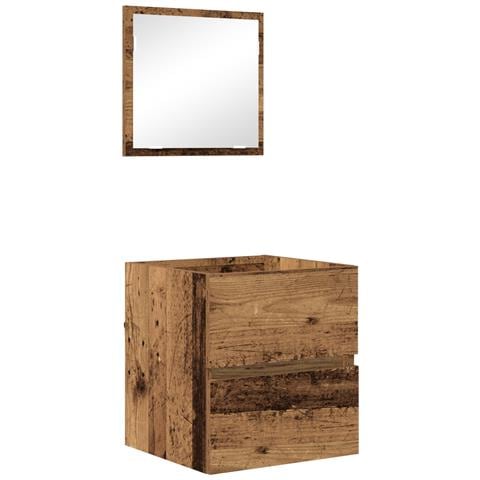 Armadio da Bagno Legno Invecchiato MDF con Impiallacciatura in Legno - Foto 1
