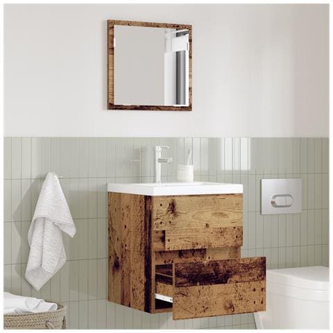 Armadio da Bagno Legno Invecchiato MDF con Impiallacciatura in Legno - Foto 2