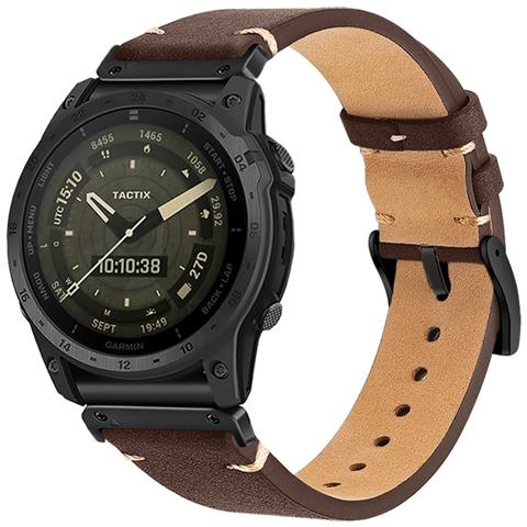 Cinturino In Pelle Premium Compatibile Con Garmin Fenix 8/7x / 3 - Elegante Cinturino Di Ricambio Darkbrown 20 Mm - Foto 2