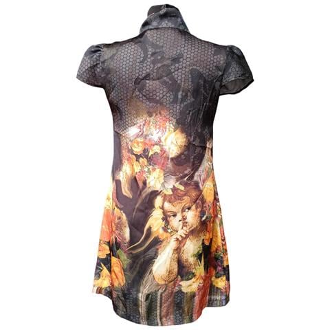 Abito Al Ginocchio Manica Corta Elegante Nero S - Foto 2