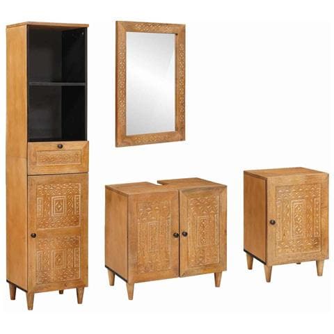 Set di mobili per il bagno 4 pcs Marrone 38 x 33 x 160 cm - Foto 1